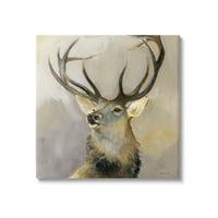 Stupell Elk Forest Wildlife Portret Animale & Insecte Pictura Galerie Învelite Panza Print Wall Art