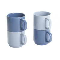 Gap Home Color Cups 14,8 uncii stivuibile Albastru deschis și albastru închis set de Căni din gresie, Set de 4