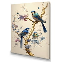 Designart păsări multicolore pe flori de prun copac VII pânză artă de perete