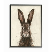 Stupell Industries Brown European Rabbit Hare portret pictură încadrată de artă de perete Design de Ethan Harper, 11 14