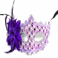 [X] floare Violet pene Dantela ochi masca bal mascat Petrecere Costum de Halloween