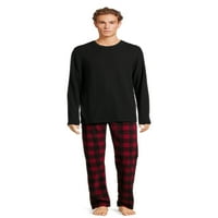 Hanes bărbați și bărbați Mari Xtemp Crewneck și confortabil Microfleece pantaloni pijama Set, 2 piese, Dimensiuni S-5XL