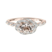 1-Carat T. G. W. Morganite și Carat T. W. inel de logodnă cu Halo cu diamante din aur roz de 10k