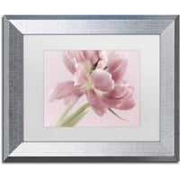 Marcă comercială Fine Art 'Soft Pink Tulip' Canvas Art de Cora Niele, alb mat, cadru argintiu