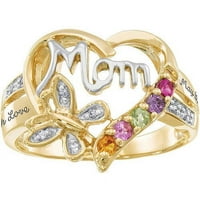 Suvenir personalizat bijuterii de familie inelul de binecuvântare a mamei de piatră de naștere Disponibil în argint Sterling,