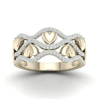 1 5CT TDW diamant 10k panglică de Aur Galben și inel de moda inima