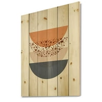 Designart 'geometrii abstracte ale lunii și Soarelui în albastru și portocaliu' Imprimeu Modern pe lemn Natural de pin