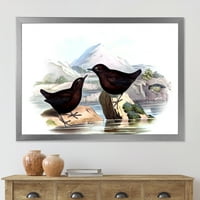 Designart 'Vintage Rural Două Păsări' Fermă Încadrată Art Print