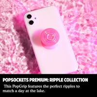 Popsockets Premium Grip cu Top Swappable pentru telefoane mobile, PopGrip Ripple opal roz