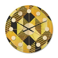Designart 'Hexagon Retro Pattern II' ceas de perete Modern din lemn de la mijlocul secolului