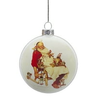 Northlight Norman Rockwell Mos Craciun cu ajutoarele sale multi-color sticla Crăciun decorative Accent Disc Ornament, 3