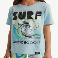 Justice Girl ' s j-Sport Active tricou supradimensionat și pantaloni scurți pentru biciclete set, piesă, dimensiuni XS-XLP