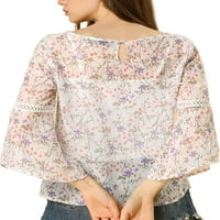 Unic Bargians femeii Bell maneca florale imprimeuri șifon bluza cu Cami