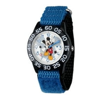 Mickey Mouse Băieți Negru Plastic timp profesor ceas, albastru cârlig și buclă Nailon Curea cu suport Negru